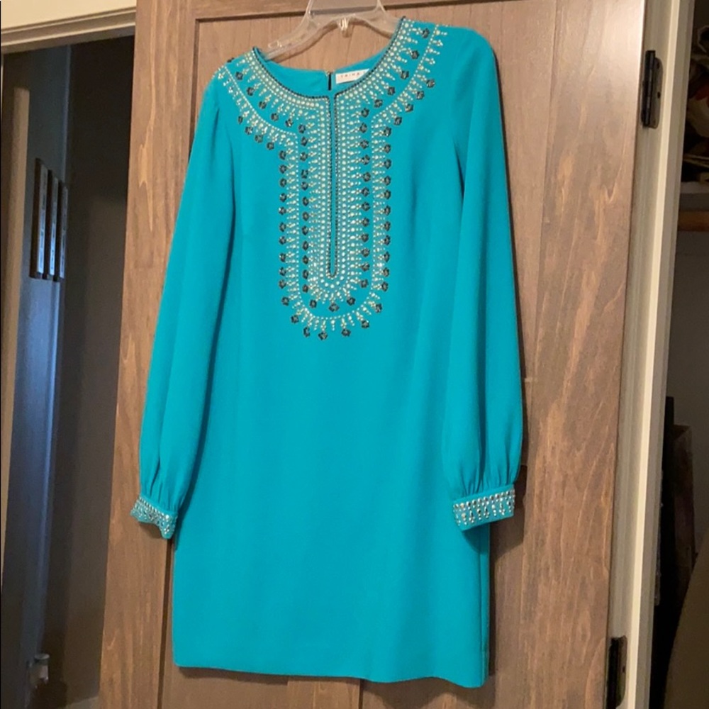 Trina Turk Turquoise Beaded Dress